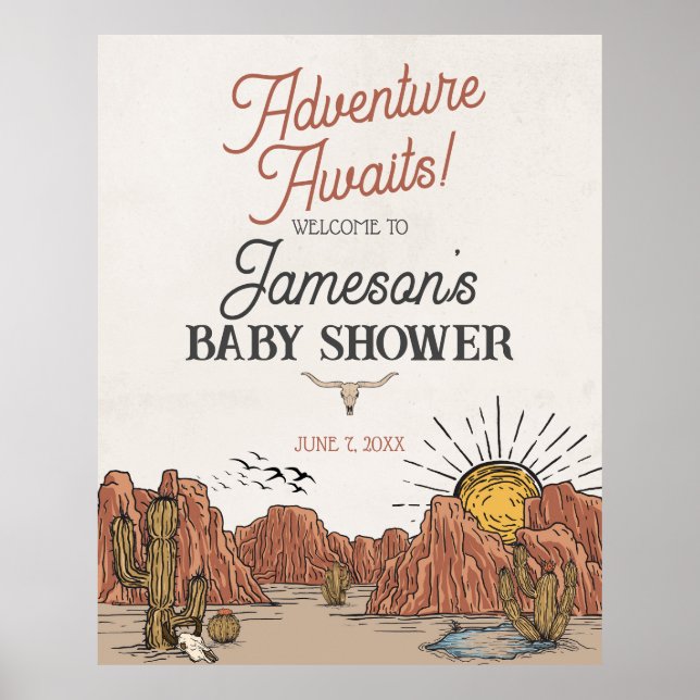 Señal de bienvenida para la ducha de bebé de Wild  (Frente)