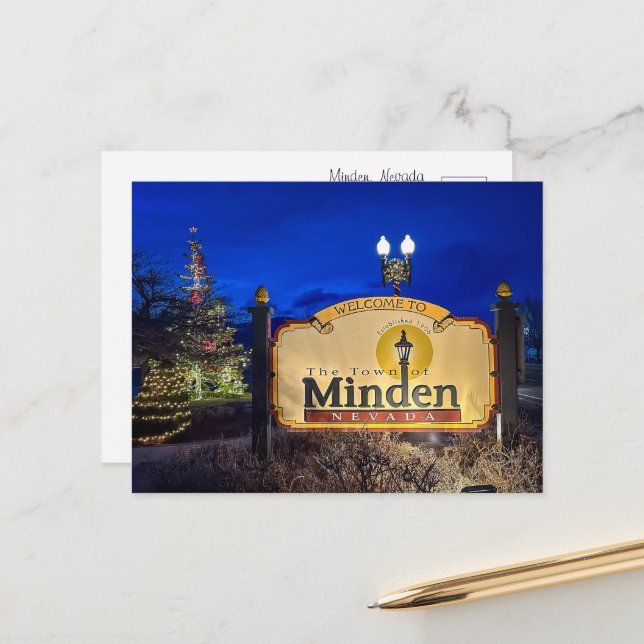 Señal de bienvenida para la postal de Minden, Neva (Anverso/Reverso In Situ)