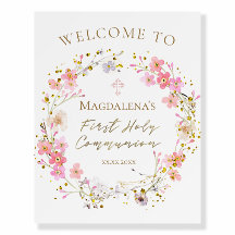 señal de bienvenida para niña de Primera Comunión