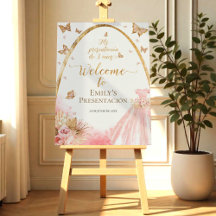 Señal de bienvenida rosa con 3 años de español