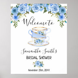 Señal de bienvenida Tea Bridal Shower Blue Flour