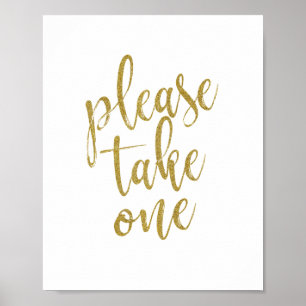 Señal de Boda 8x10 Glitter Por Favor Tome Uno