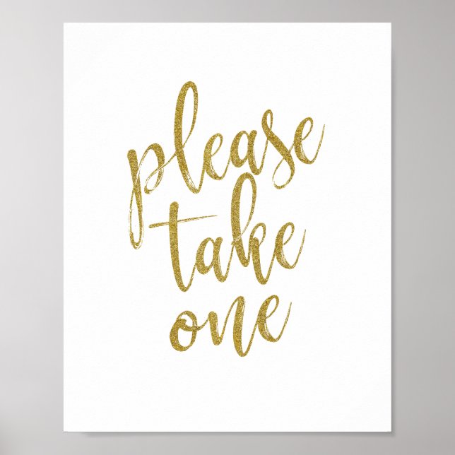 Señal de Boda 8x10 Glitter Por Favor Tome Uno (Frente)