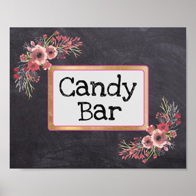 Señal de boda barra de dulces aspecto pizarra (Frente)