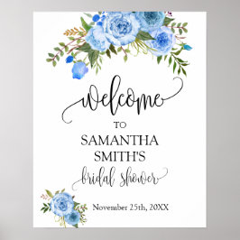 Señal de Boda de bienvenida Bridal Shower Blue Flo