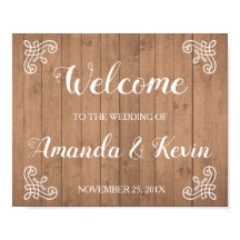 Señal de boda de bienvenida de madera rústica