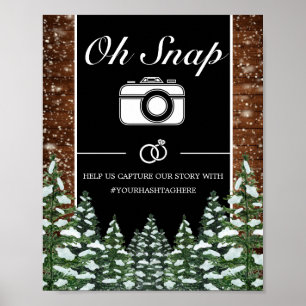 Señal de boda de Bosque y Madera Nevada Oh Snap