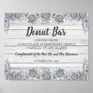 Señal de boda de ducha de novia de barra de donas