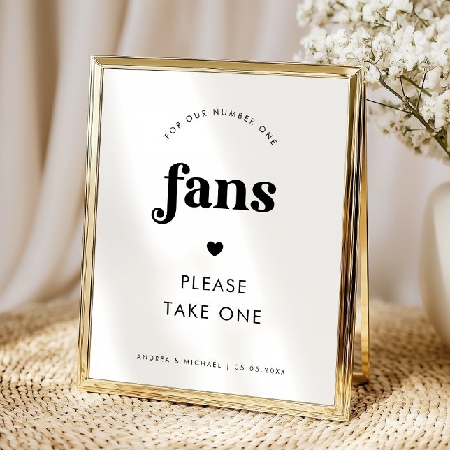 Señal de boda de fans y escritura retro minimalist (Subido por el creador)