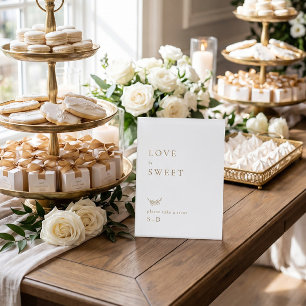 Señal de boda de favores dulces de oro blanco mini