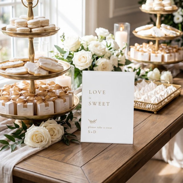 Señal de boda de favores dulces de oro blanco mini (Subido por el creador)