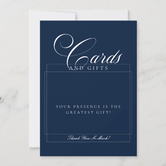 Señal de boda de tarjetas y regalos de marfil azul (Anverso)