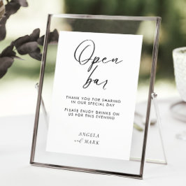 Señal de boda divertida minimalista moderna de bar