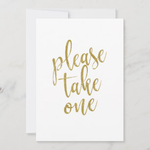 Señal de Boda Dorada Asequible Por Favor Tome Uno