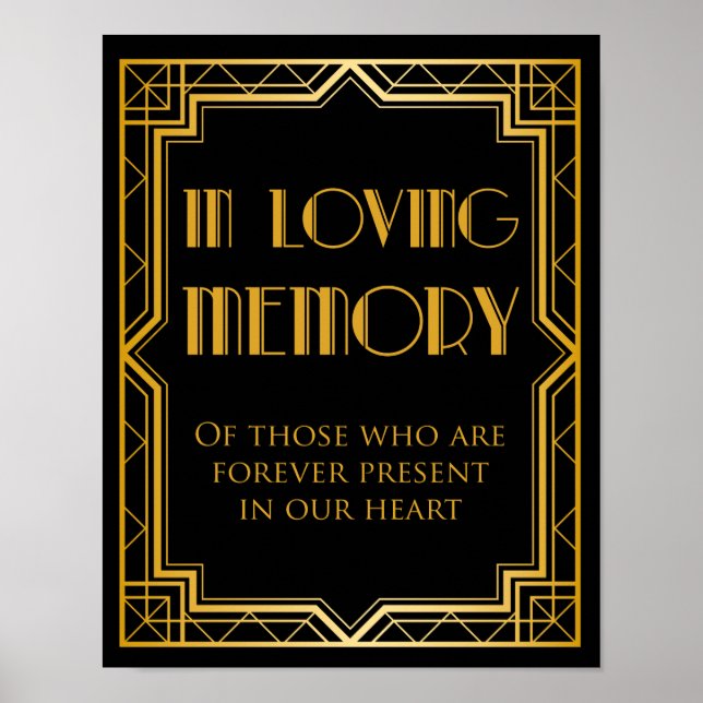 Señal de Boda en Memoria | Gatsby Art Déco (Frente)