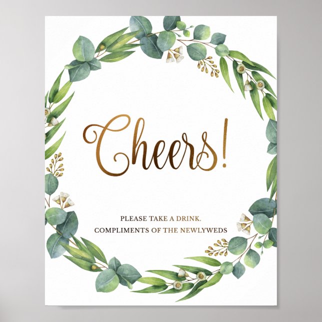 Señal de boda Eucalyptus para la barra de bebidas