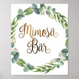 Señal de boda Eucalyptus para la barra de mimosa