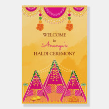 Señal de boda Haldi Bienvenido a Haldi señalizació