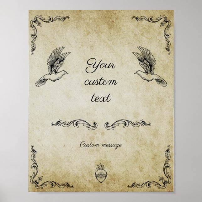 Señal de boda romántico vintage (Frente)