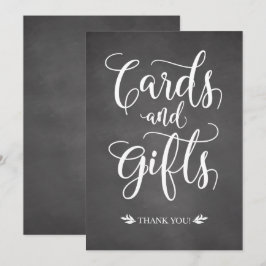 Señal de boda rústica de tarjetas y regalos