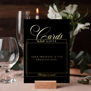 Señal de boda Tarjetas y regalos negros Chic Clási