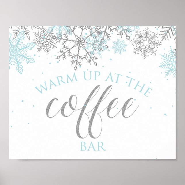Señal de café Copo de nieve azul de Winter Onederl (Frente)