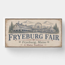 Señal de caja de madera rústica de la Feria Fryebu
