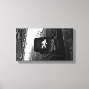 señal de caminar Manhattan negro blanco Nueva York