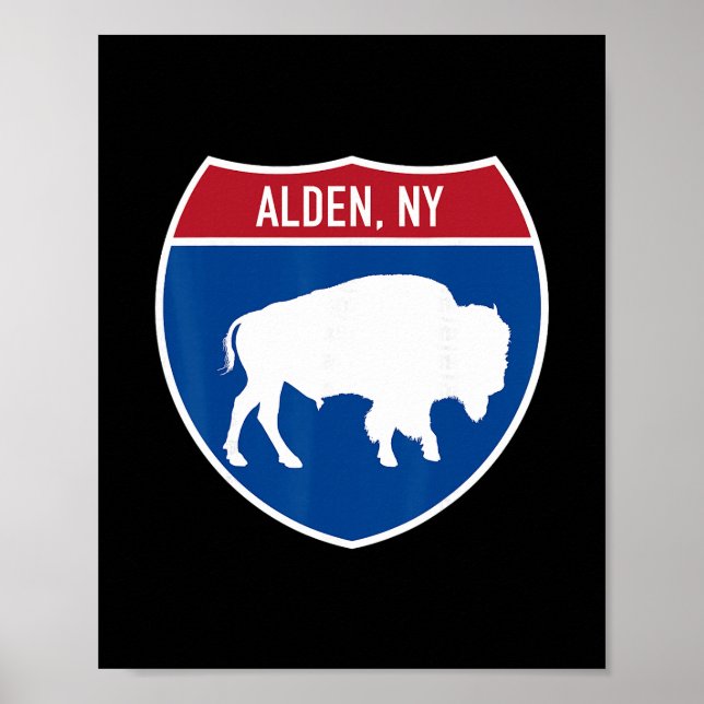 Señal de carretera interestatal de Alden Nueva Yor (Frente)