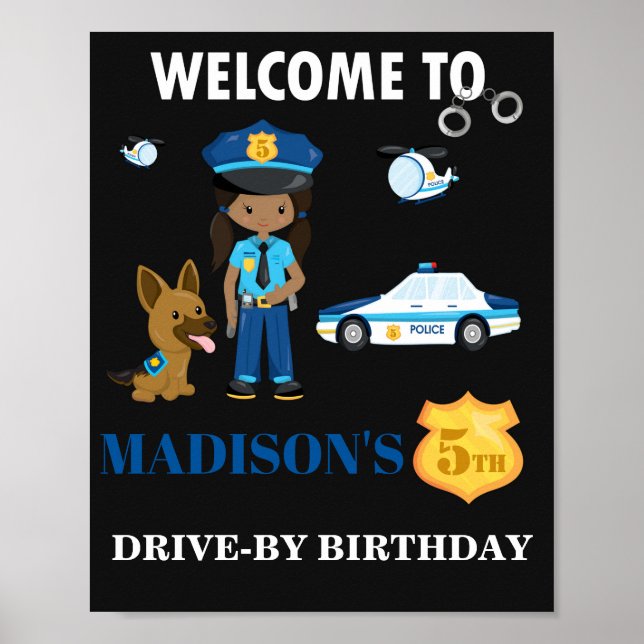 Señal de Chica de policía de bienvenida fiesta de  (Frente)