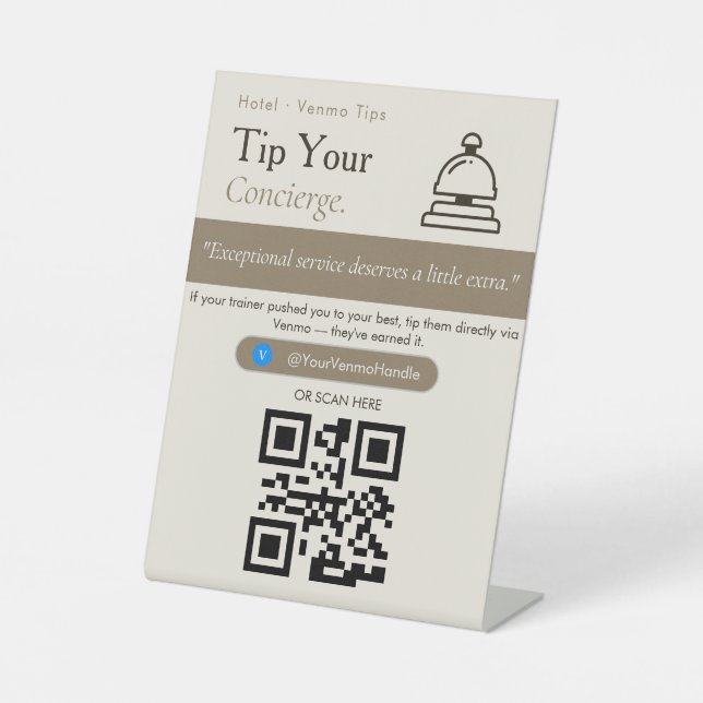 Señal de código QR de conserje con propina mínima  (Anverso)
