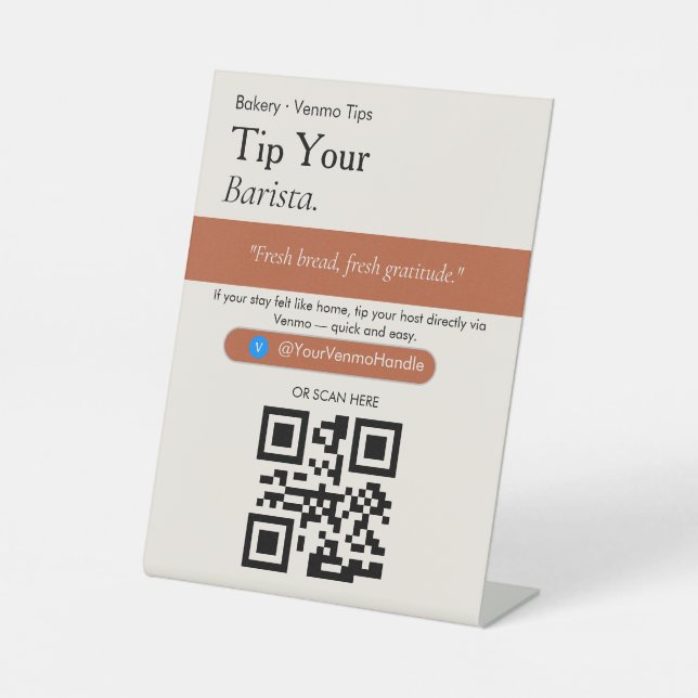 Señal de código QR de propina para su barista esté (Anverso)