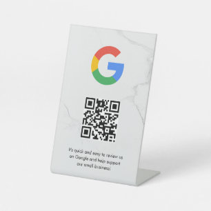 señal de código qr de reseñas de Google en mesa