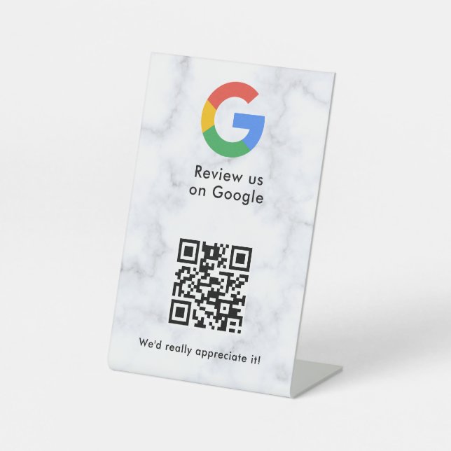 señal de código qr de reseñas de Google para mesa (Anverso)