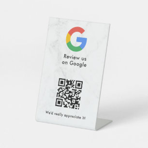 señal de código qr de reseñas de Google para mesa