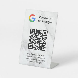 señal de código qr de reseñas de Google para mesa
