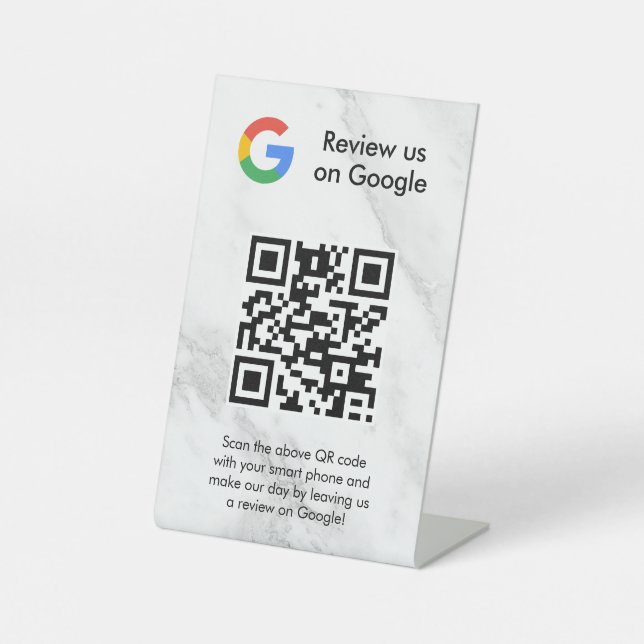 señal de código qr de reseñas de Google para mesa (Anverso)
