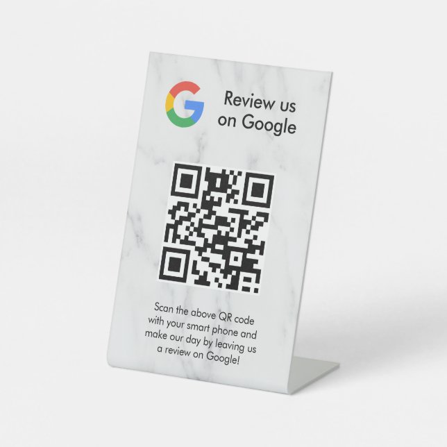 señal de código qr de reseñas de Google para mesa (Anverso)