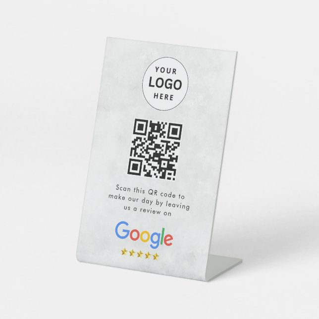 señal de código qr de reseñas de Google para mesa (Anverso)