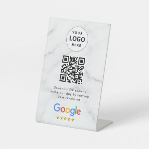 señal de código qr de reseñas de Google para mesa