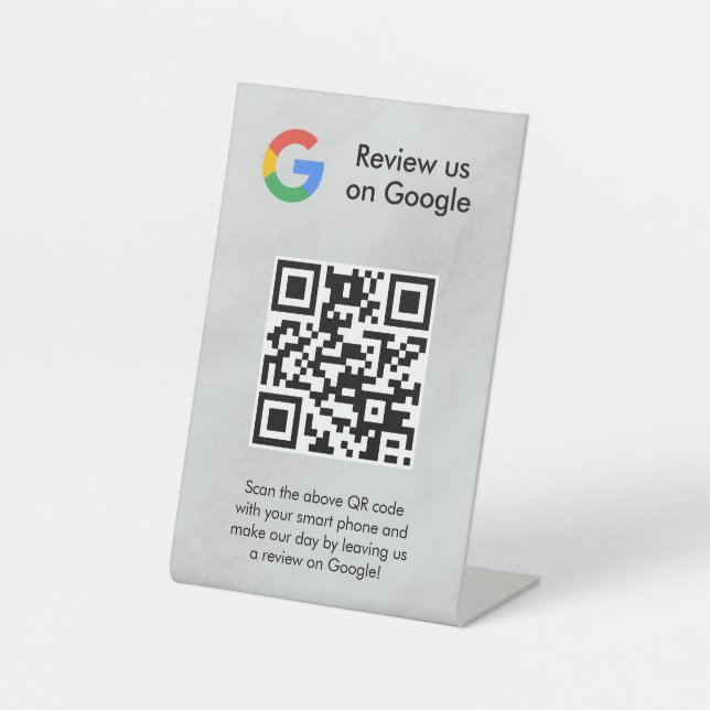 señal de código qr de reseñas de Google para mesa (Anverso)
