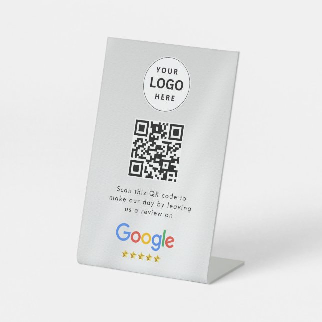 señal de código qr de reseñas de Google para mesa (Anverso)