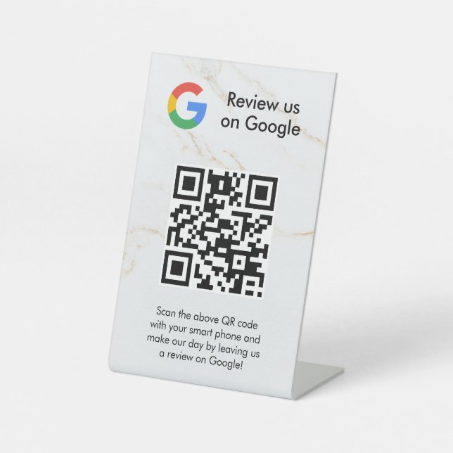 señal de código qr de reseñas de Google para mesa (Anverso)