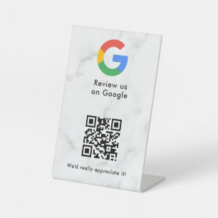 señal de código qr de reseñas de Google para mesa