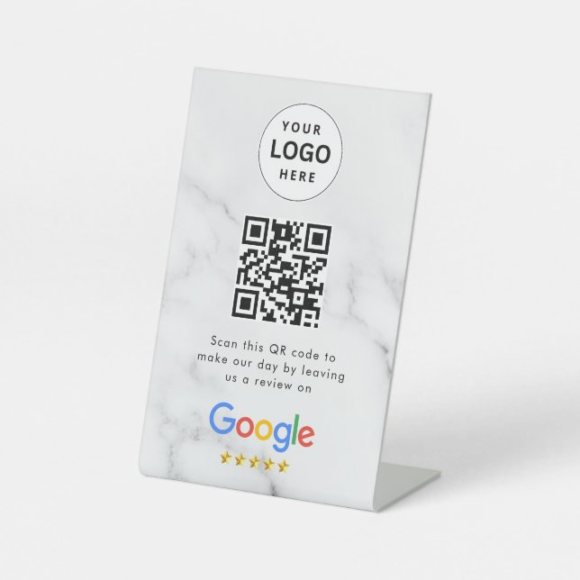 señal de código qr de reseñas de Google para mesa (Anverso)