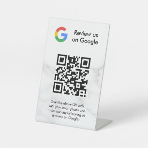 señal de código qr de reseñas de Google para mesa
