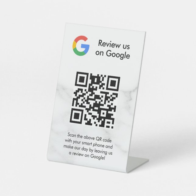 señal de código qr de reseñas de Google para mesa (Anverso)