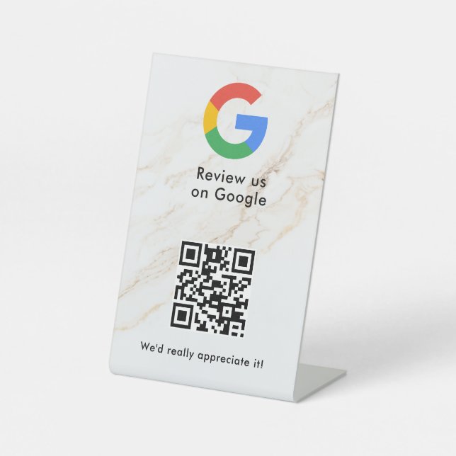 señal de código qr de reseñas de Google para mesa (Anverso)