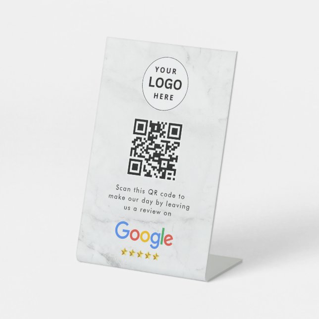 señal de código qr de reseñas de Google para mesa (Anverso)