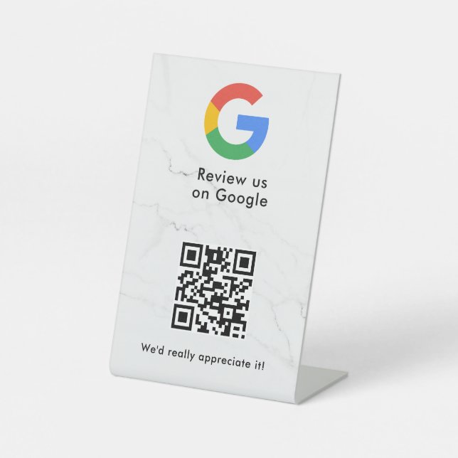 señal de código qr de reseñas de Google para mesa (Anverso)